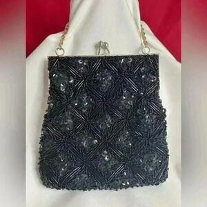 Vintage black beaded  purse